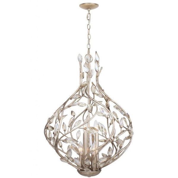 Silver Leaf Chandeliers Within Recent 6 Light Silver Leaf Chandelier – Overstock –  (View 18 of 20)