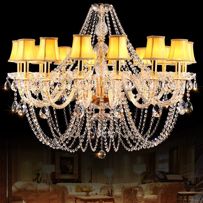 Soft Gold Crystal Chandeliers In Best And Newest Gold Crystal Chandelier 16 Lights With Lampshade Gold (View 9 of 20)