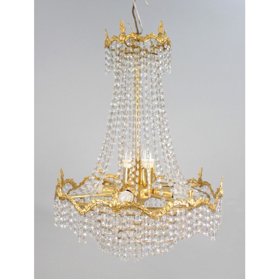 Soft Gold Crystal Chandeliers Regarding Well Liked Vintage Gold Plated Framed Crystal Chandelier (View 12 of 20)