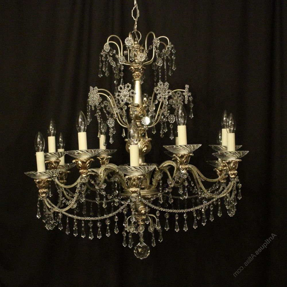 Soft Silver Crystal Chandeliers For Most Up To Date Antiques Atlas – Florentine Silver Gilded & Crystal Chandelier (View 3 of 20)
