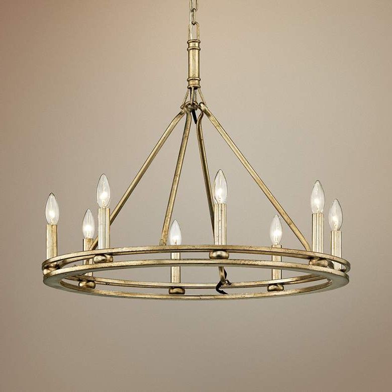 Sutton 27 1/2" Wide Champagne Silver Leaf 8 Light Throughout Most Popular Silver Leaf Chandeliers (View 9 of 20)