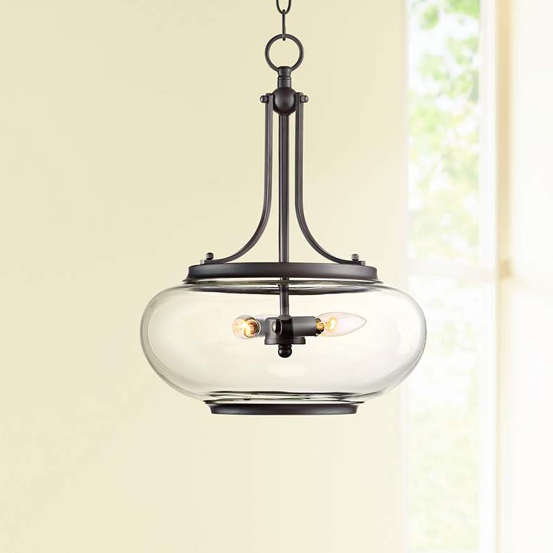 Textured Glass And Oil Rubbed Bronze Metal Pendant Lights Throughout Preferred Largo 14 1/4"w Oil Rubbed Bronze 3 Light Pendant Light (View 16 of 20)