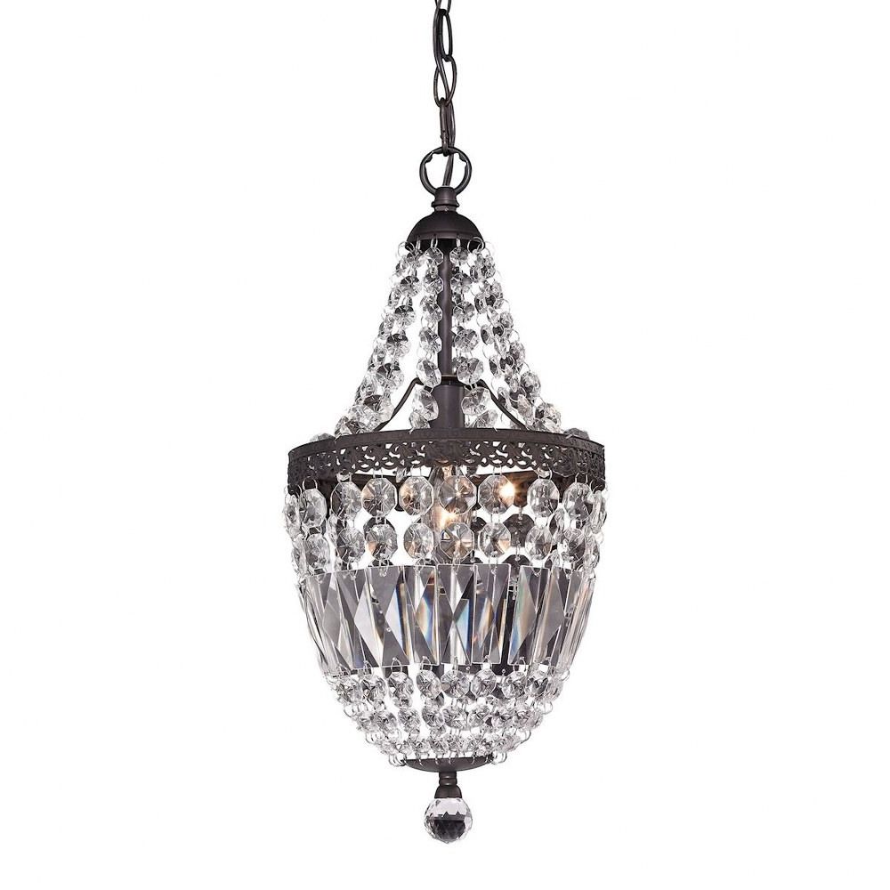 Trendy Bronze And Scavo Glass Chandeliers For 1 Light Crystal Shade Chandelier In Clear Crystal, Dark (View 10 of 20)