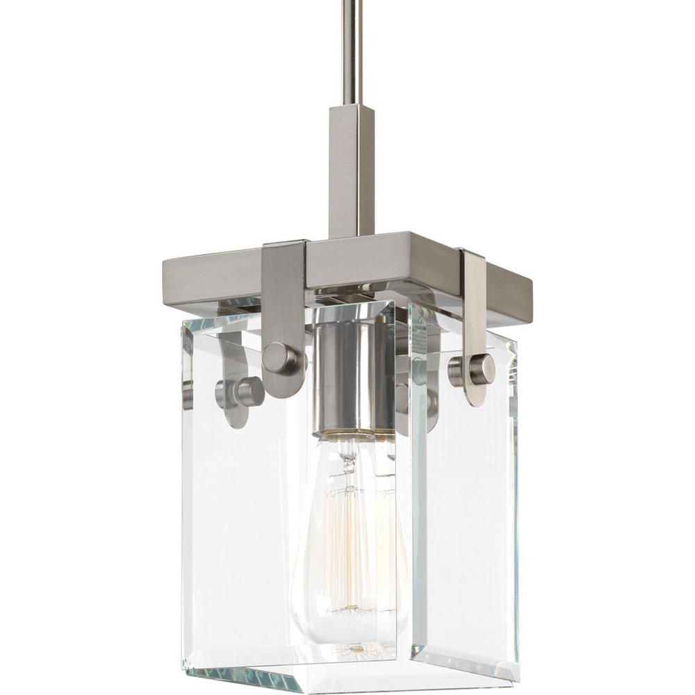 Trendy Brushed Nickel Pendant Lights Within Progress Lighting Glayse Collection 1 Light Brushed Nickel (View 11 of 20)