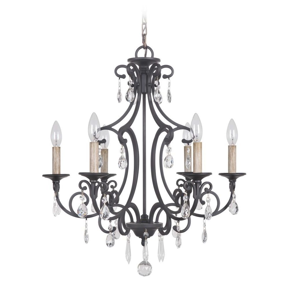 Trendy Matte Black Chandeliers Intended For Craftmade Bentley Matte Black Crystal Chandelier (View 11 of 20)
