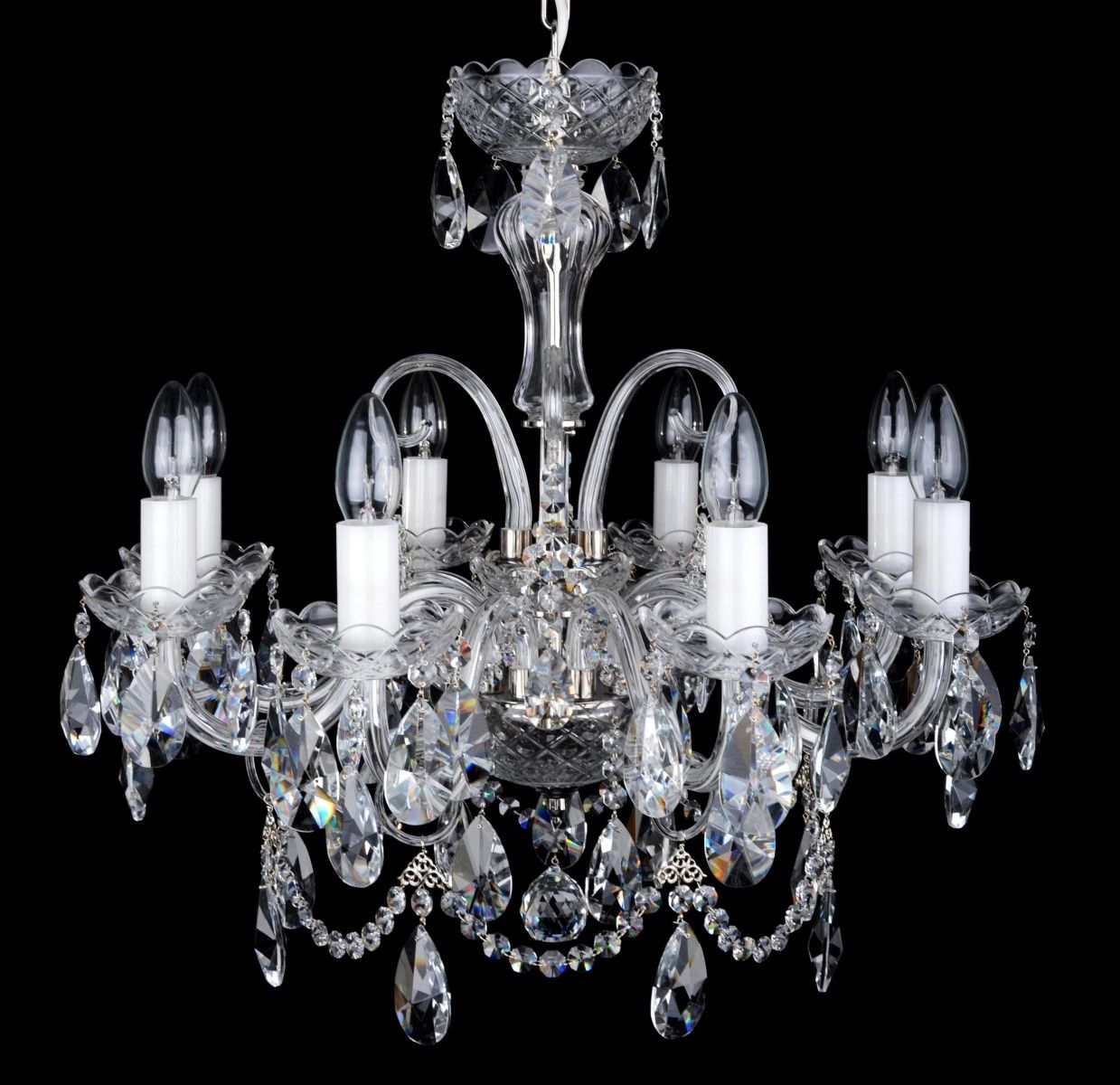 Trendy Soft Silver Crystal Chandeliers Throughout 8 Arms Silver Crystal Chandelier With Cut Crystal Almonds (View 19 of 20)