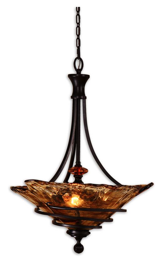 Uttermost 21904 Vitalia Toffee Art Glass Bowl 22 Inch Pertaining To Well Known Bronze With Clear Glass Pendant Lights (View 8 of 20)