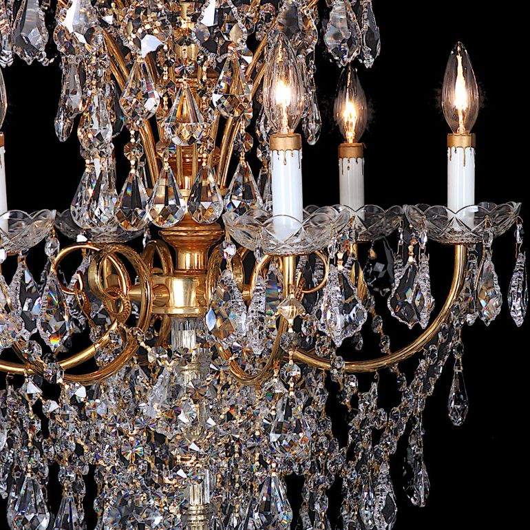 Vintage Gold Crystal Floor Chandelier / Candelabra C Bm Intended For Most Up To Date Soft Gold Crystal Chandeliers (View 15 of 20)