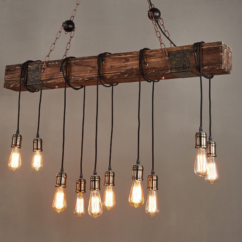 Weathered Oak Kitchen Island Light Chandeliers Within Well Liked Distressed Wood Beam Large Linear Island Pendant Light  (View 18 of 20)