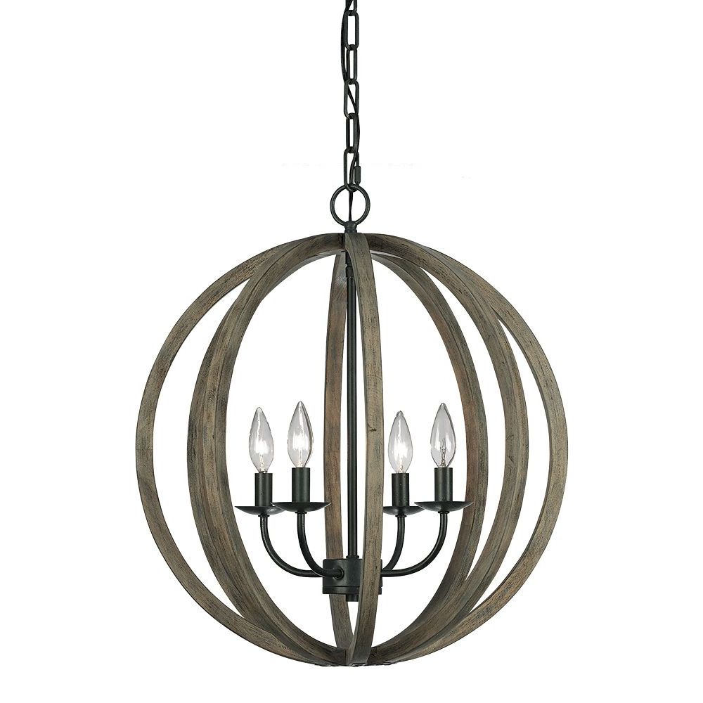 Weathered Oak Wood Chandeliers With Regard To Fashionable F2935/4wow/af,4 – Light Pendant Fixture,weathered Oak Wood (View 3 of 20)
