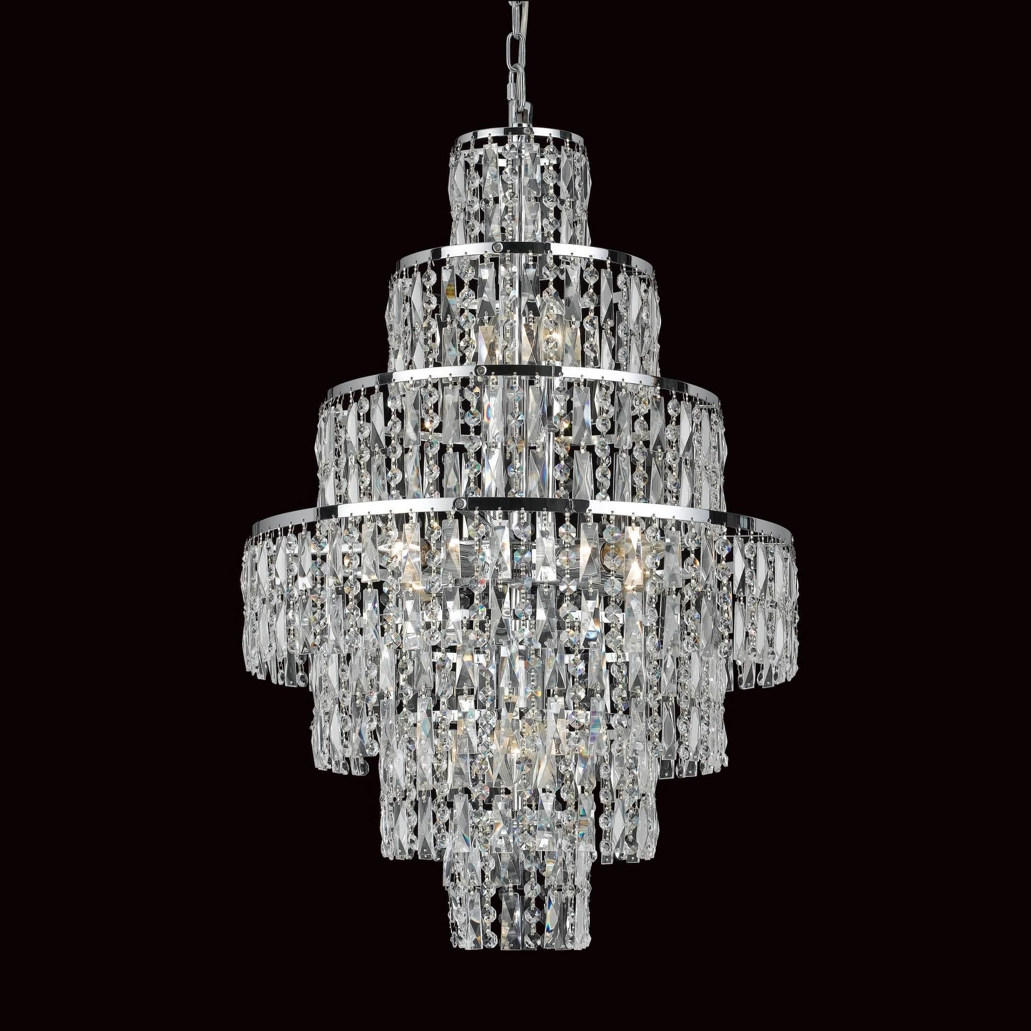 Well Known Chrome And Crystal Led Chandeliers Regarding Impex Cf03220/08/ch New York 8 Light Cascade Chandelier (View 14 of 20)