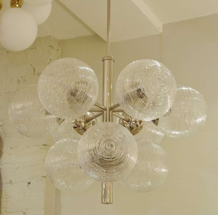 Well Known Chrome Chandelier With 9 Spun Glass Globes At 1stdibs Within Glass And Chrome Modern Chandeliers (View 17 of 20)