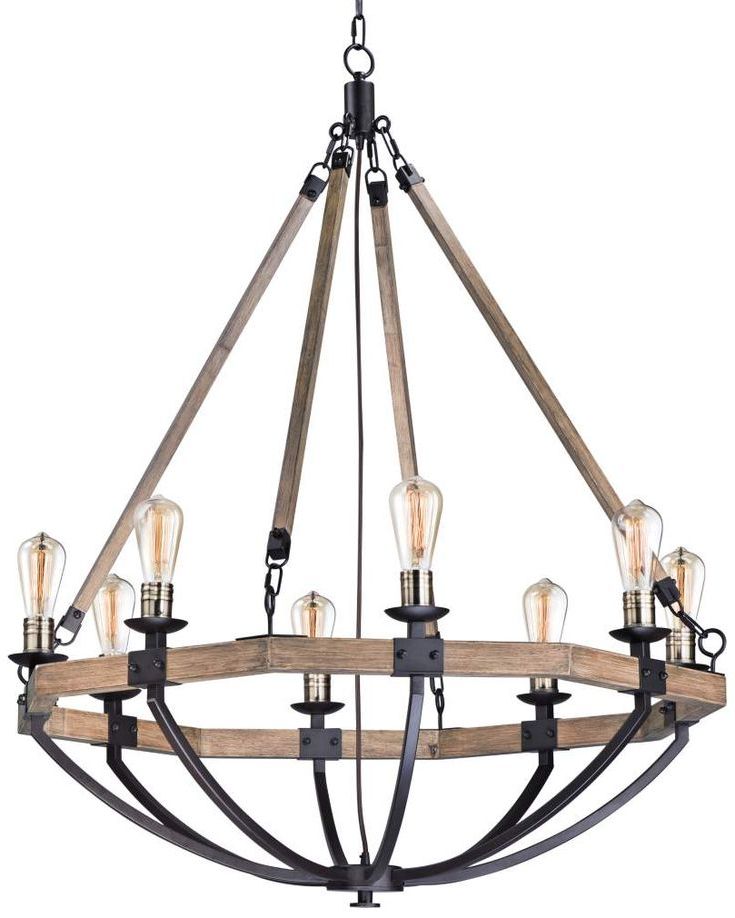 Well Known Maxim Lodge 38"w Weathered Oak And Bronze 8 Light For Weathered Oak Wood Chandeliers (View 13 of 20)