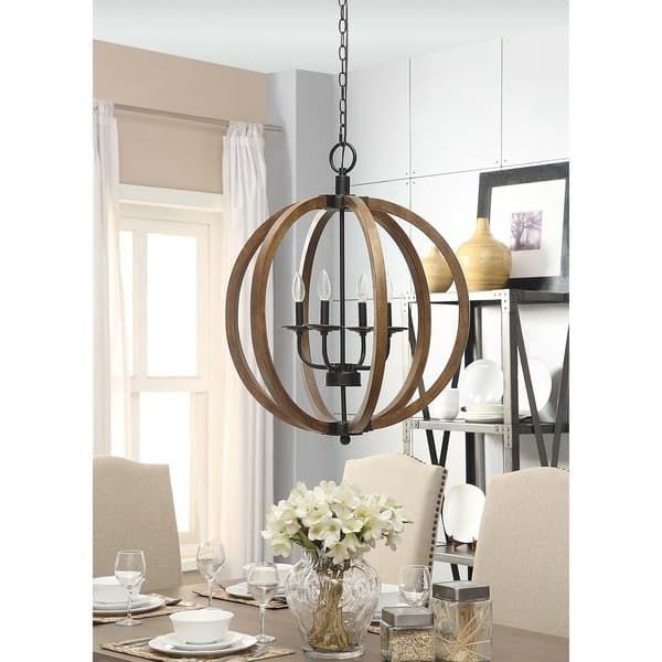 Well Known Vineyard Distressed Mahogany And Bronze 4 Light Orb For Mahogany Wood Chandeliers (View 17 of 20)