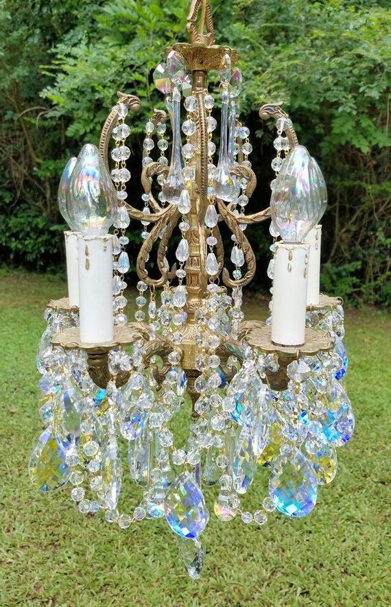 Well Known Walnut And Crystal Small Mini Chandeliers For Small Crystal Chandelier Small Vintage Chandelier Aurora (View 14 of 20)