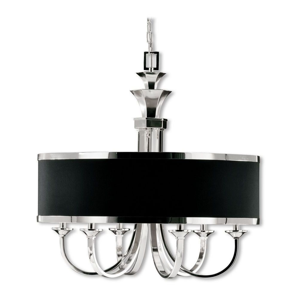 Well Liked Black Modern Chandeliers Regarding Modern Chandelier With Black Shade In Silver Plated Finish (View 9 of 20)