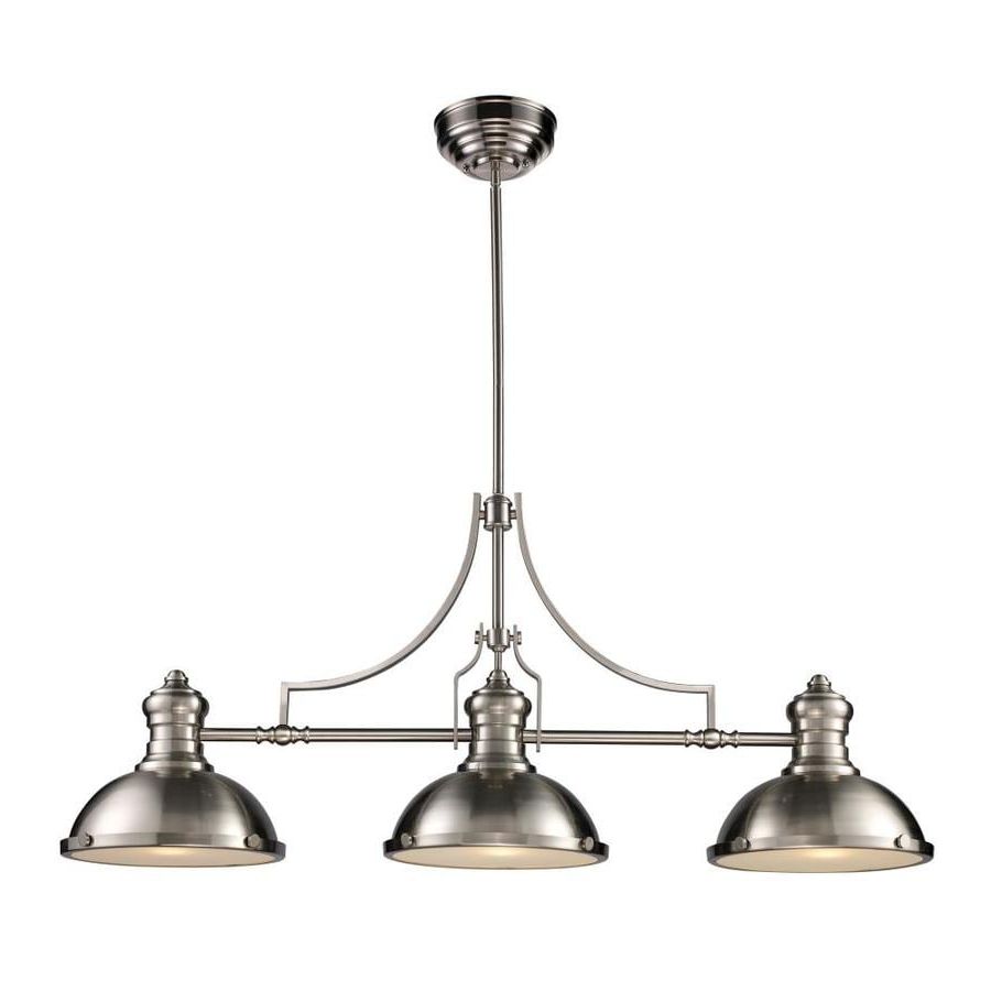 Well Liked Shop Westmore Lighting Chiserley 13 In W 3 Light Satin In Gray And Nickel Kitchen Island Light Pendants Lights (View 6 of 20)