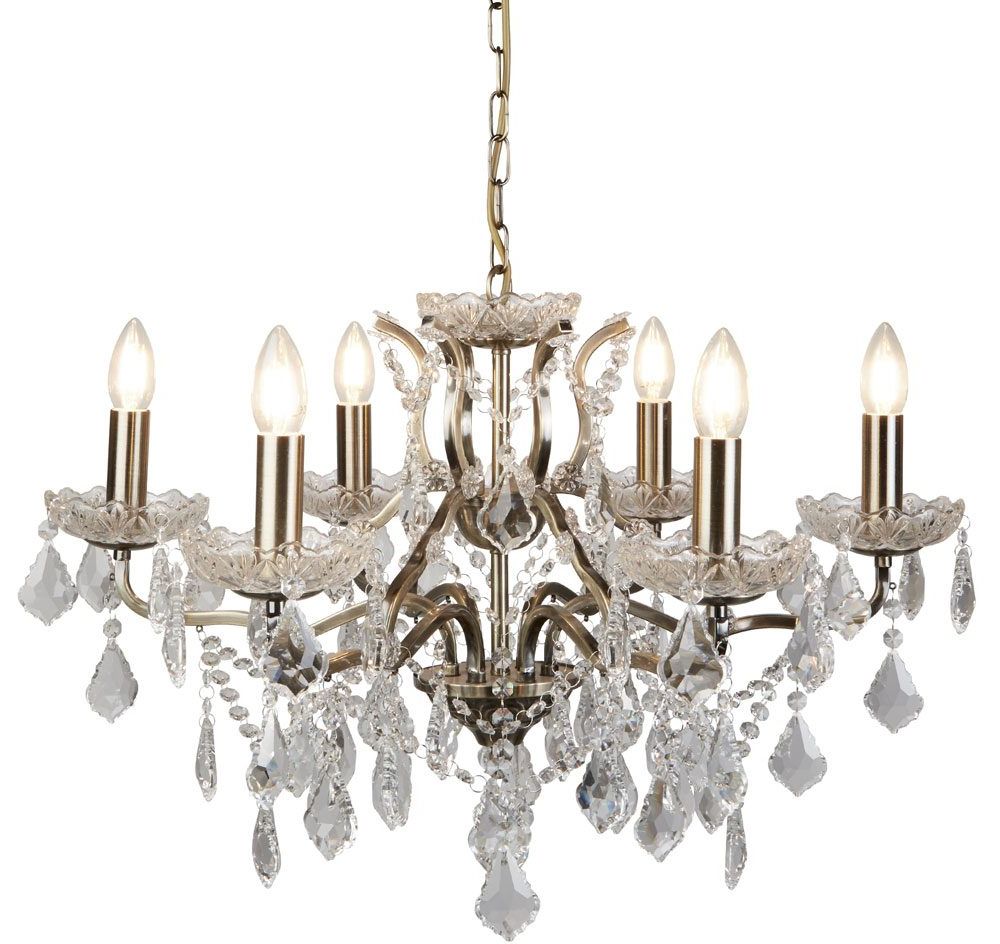 Widely Used Antique Brass Crystal Chandeliers Intended For Paris 6 Light Clear Crystal Glass Chandelier Antique Brass (View 11 of 20)