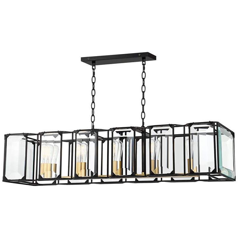 Widely Used Black And Gold Kitchen Island Light Pendant Pertaining To Dagny 40"w Black And Gold Led Kitchen Island Light Pendant (View 13 of 20)