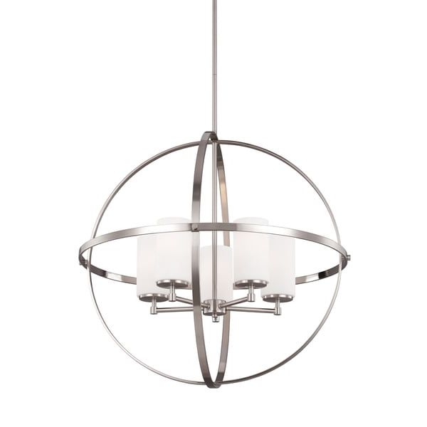 Widely Used Brushed Nickel Metal And Wood Modern Chandeliers Intended For Shop Sea Gull Alturas 5 Lights Brushed Nickel Chandelier (View 16 of 20)