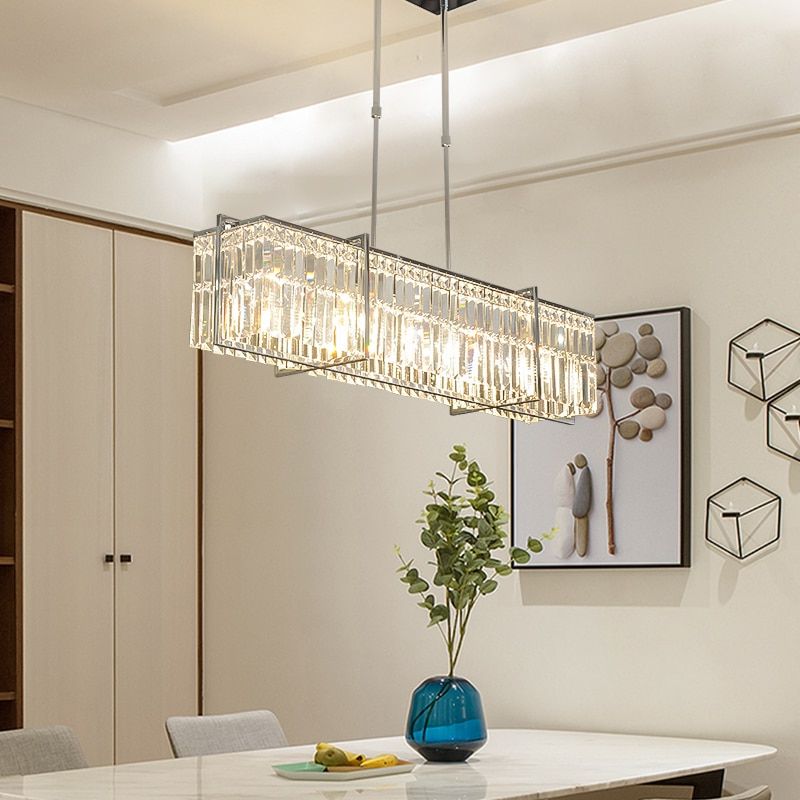 Widely Used Chrome And Crystal Led Chandeliers In Rectangle Modern Led Crystal Chandelier Light Lighting (View 3 of 20)
