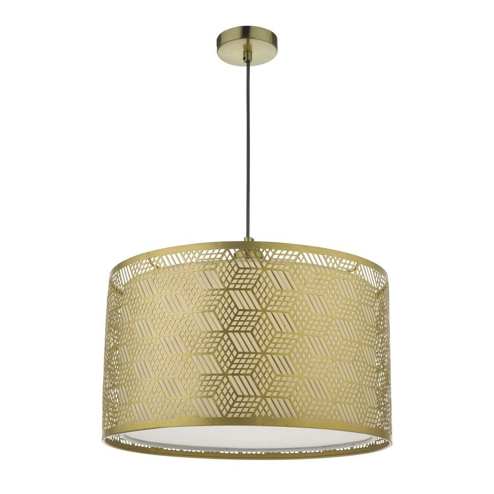 Widely Used Dar Lighting 2019/20 Tin6535 Tino Easy Fit Metal Pendant Regarding Gold Finish Double Shade Chandeliers (View 6 of 20)