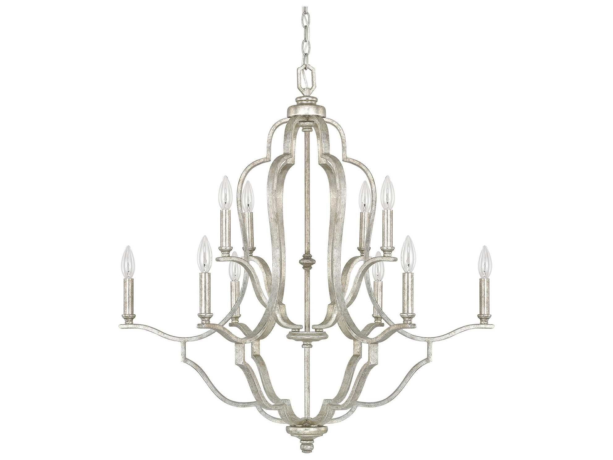 Widely Used Ornament Aged Silver Chandeliers Throughout Capital Lighting Blair Antique Silver Ten Light 33'' Wide (View 12 of 20)