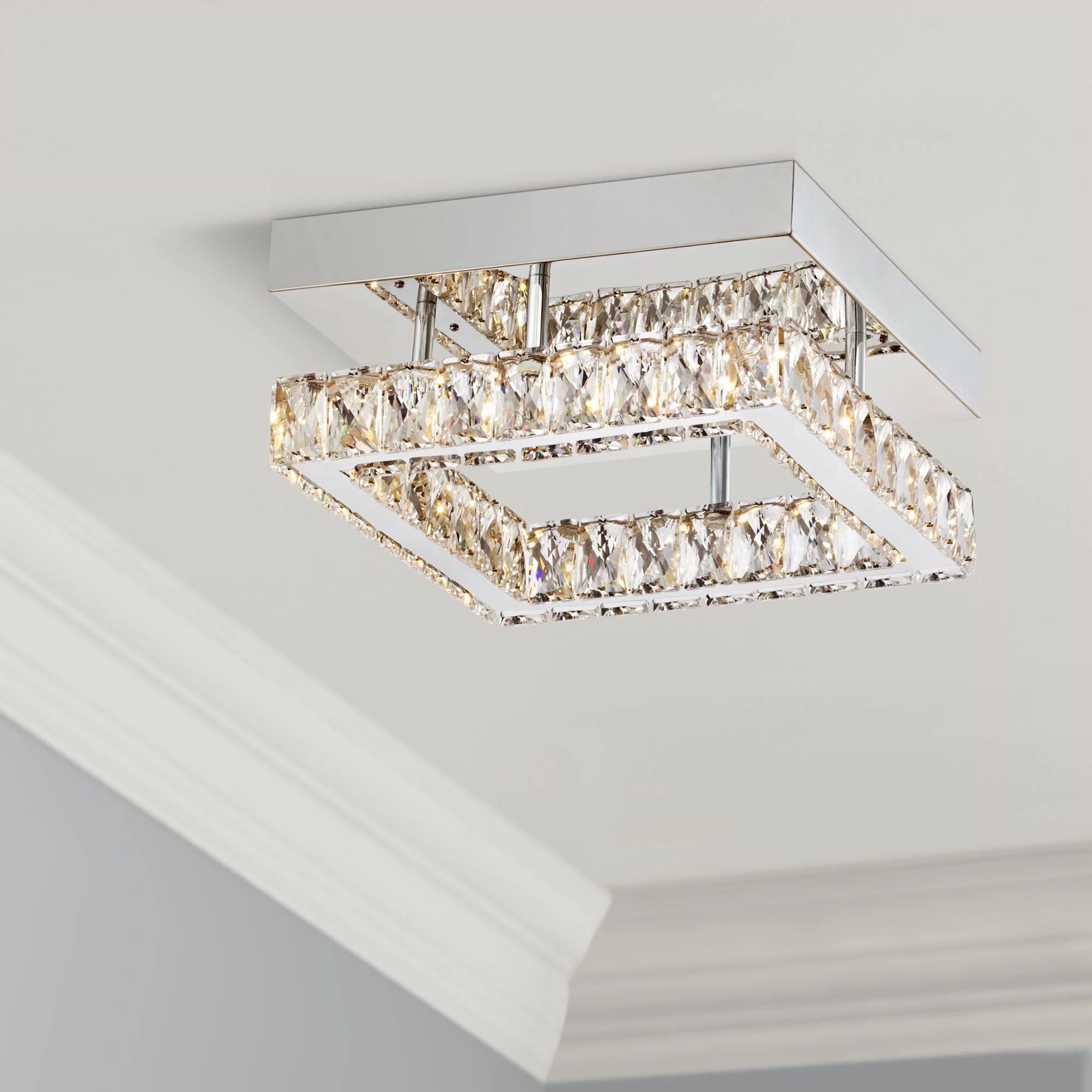 Widely Used Possini Euro Design Modern Ceiling Light Flush Mount Throughout Chrome And Crystal Led Chandeliers (View 18 of 20)