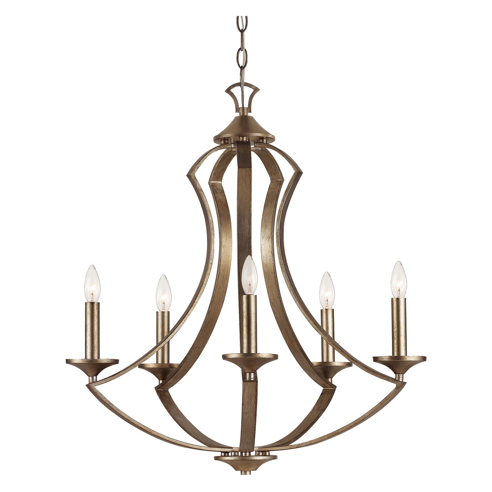 Winter Gold Chandeliers With Regard To Current Transglobe Silver Leaf 70306 5 Light Chandelier – Winter (View 20 of 20)
