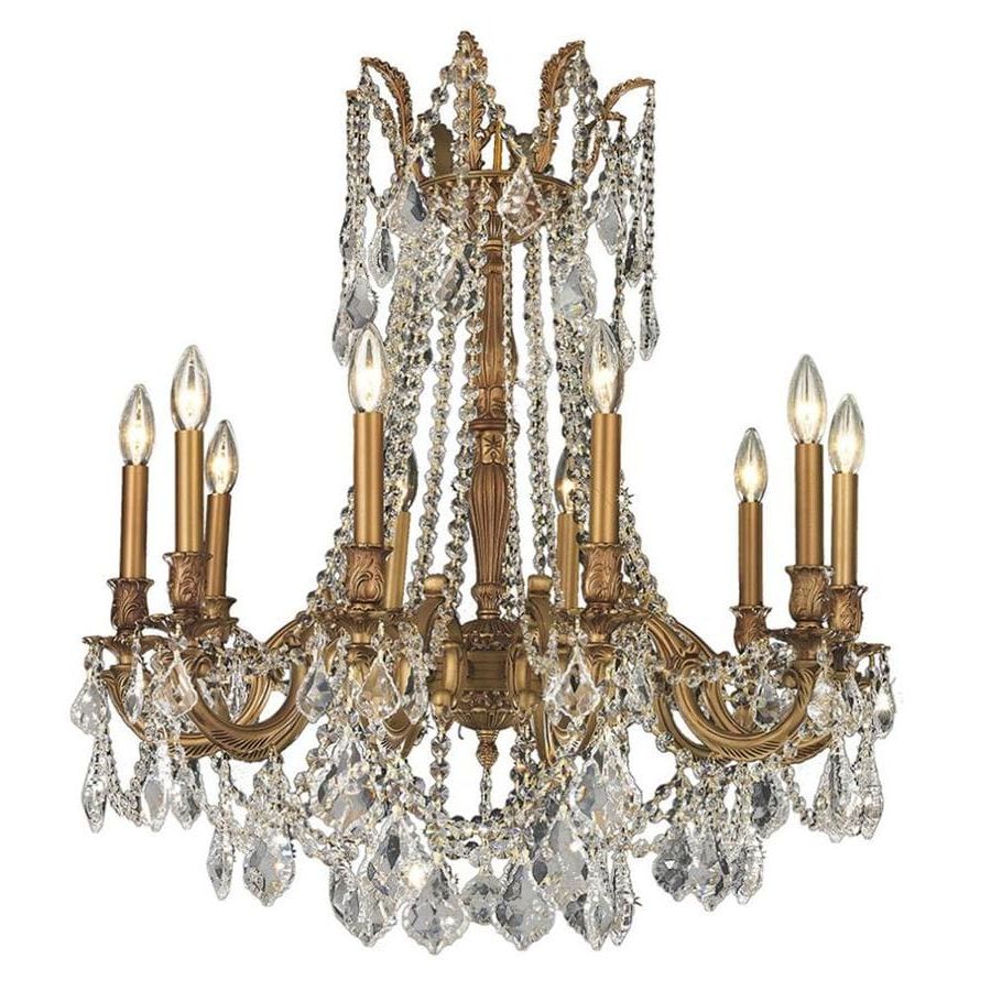 Worldwide Lighting Windsor 28 In 10 Light French Gold Pertaining To Favorite Soft Gold Crystal Chandeliers (View 7 of 20)