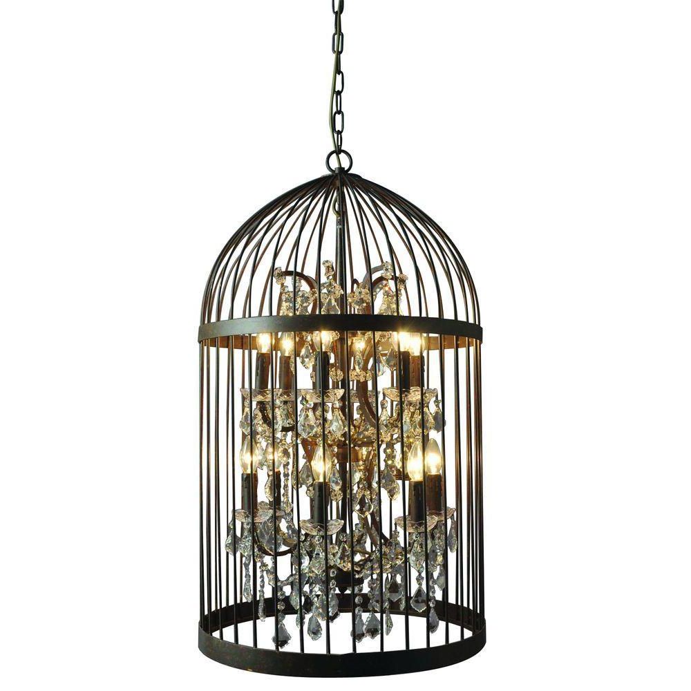Y Decor Hunter 12 Light Rustic Black Cage Chandelier With Most Up To Date Rustic Black Chandeliers (View 7 of 20)