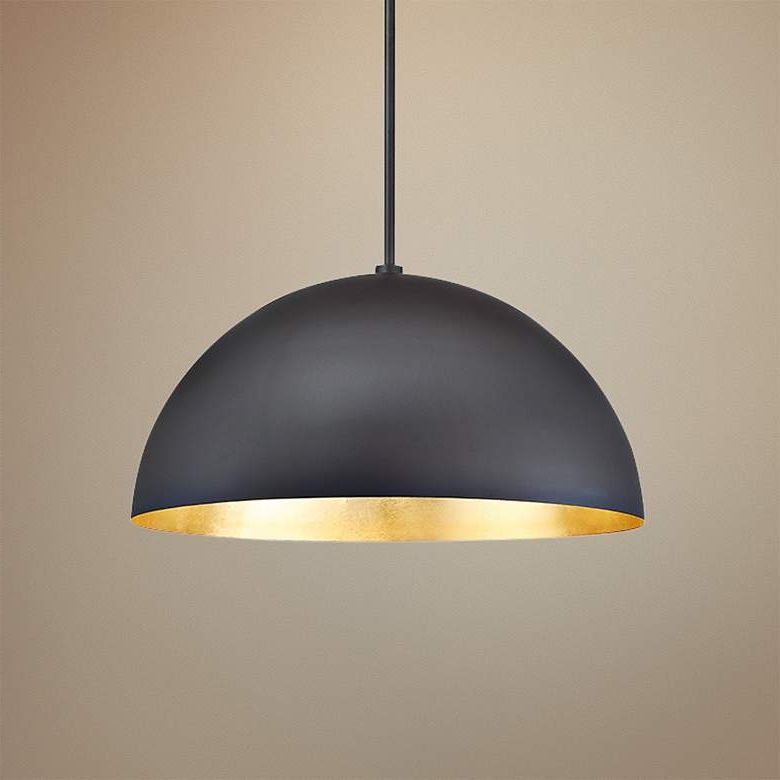 Yolo 18"w Dark Bronze And Gold Leaf Led Pendant Light For Most Up To Date Dark Bronze And Mosaic Gold Pendant Lights (View 18 of 20)