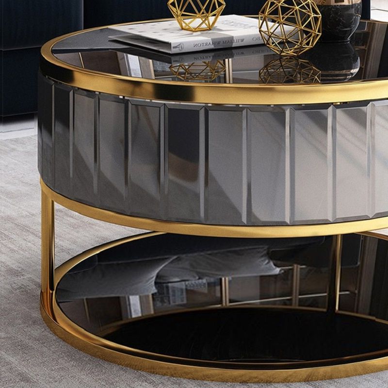 2 Piece Modern Nesting Coffee Tables Intended For Most Current Modern Round Gold & Grey Nesting Coffee Table With Shelf (View 12 of 20)