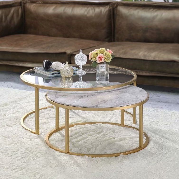 2 Piece Nesting Coffee Table Set, Acme Modern Round Regarding Current 2 Piece Modern Nesting Coffee Tables (View 18 of 20)
