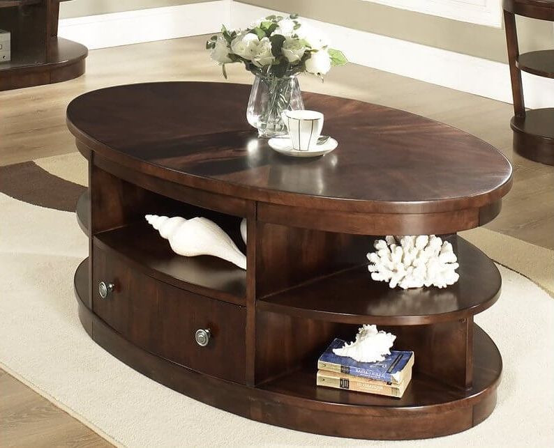 2018 20 Top Wooden Oval Coffee Tables With Espresso Wood Storage Coffee Tables (View 9 of 20)