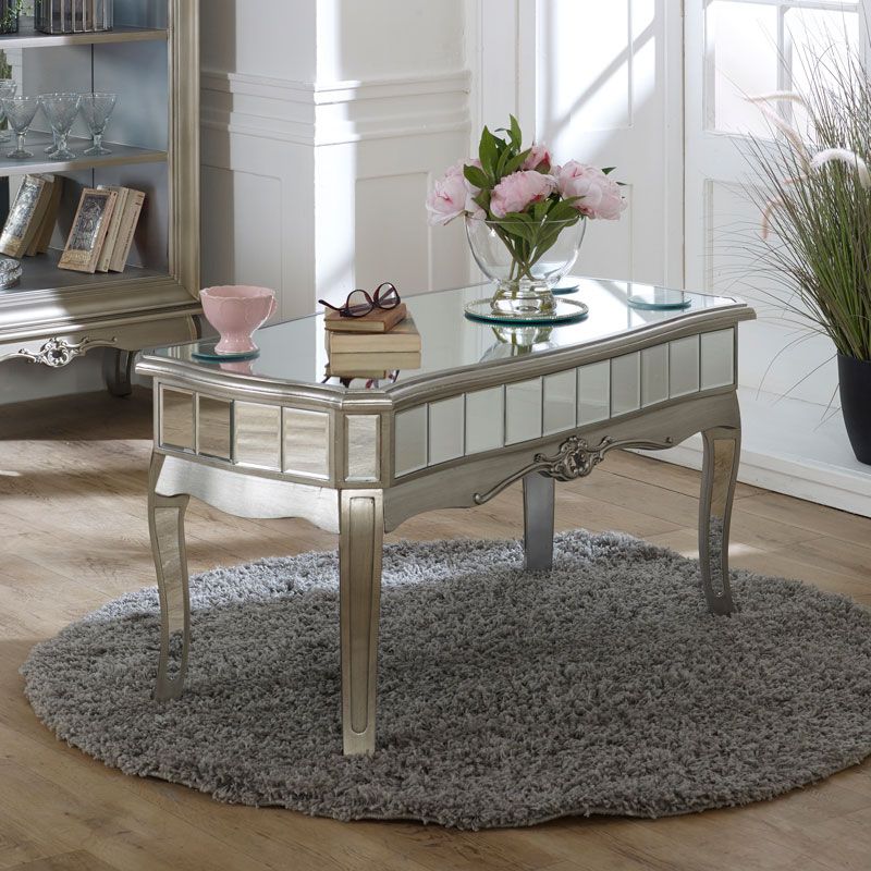2018 Antique Silver Mirrored Coffee Table – Tiffany Range In Silver And Acrylic Coffee Tables (View 14 of 20)