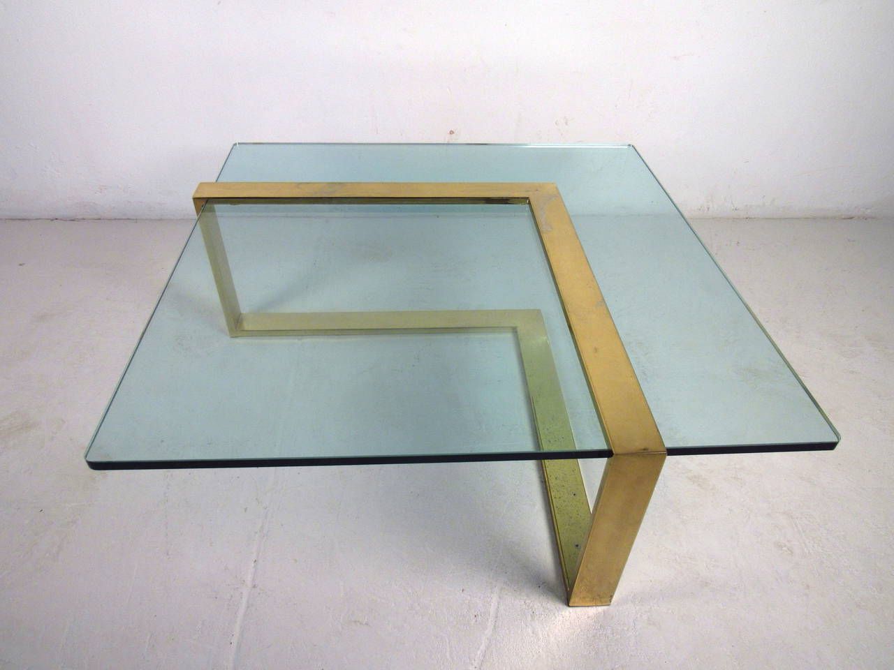 2018 L Shaped Coffee Tables With Regard To Brass L Shape Coffee Table With Glass Top At 1stdibs (View 6 of 20)
