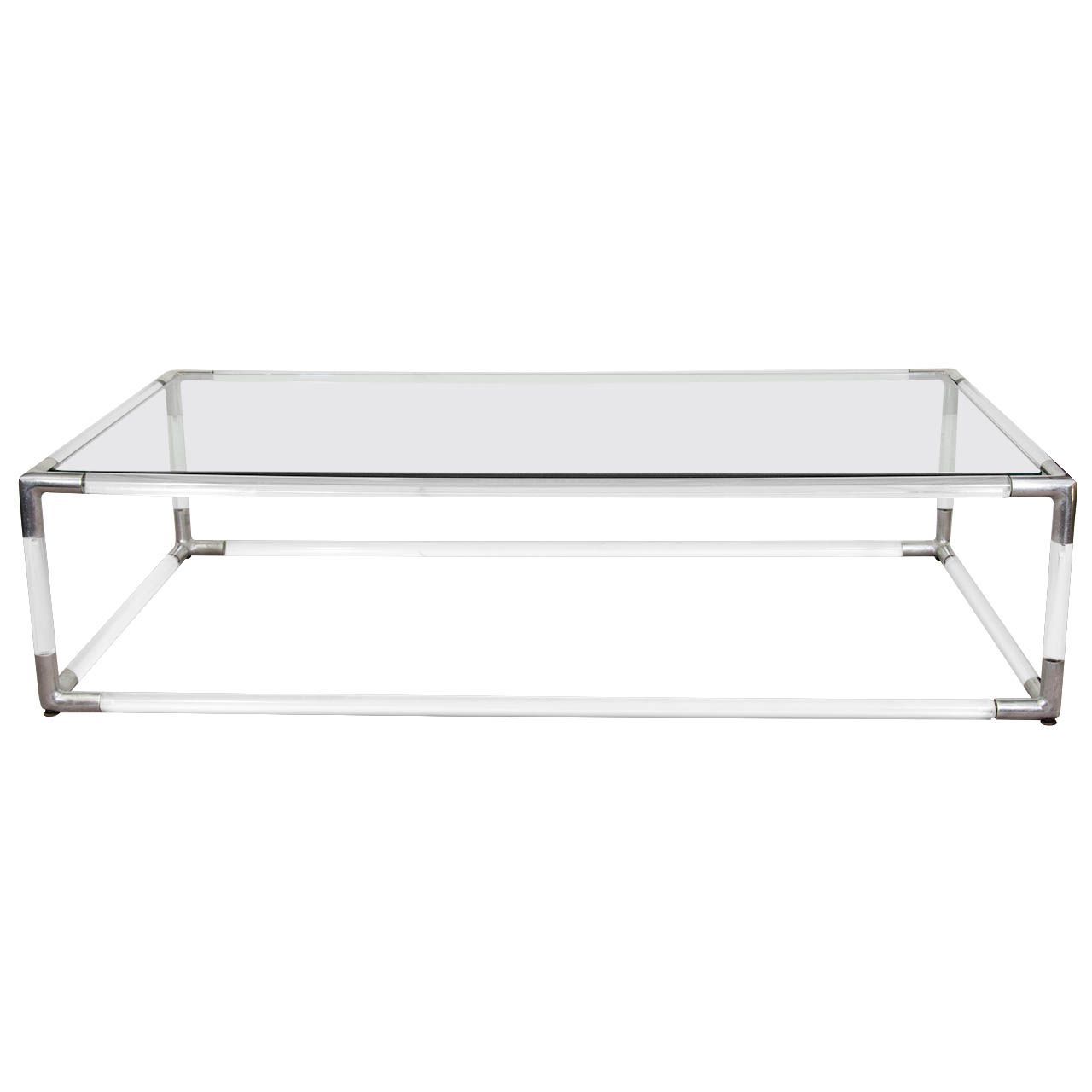 2018 Mid Century Lucite And Chrome Rectangular Coffee Table W In Chrome And Glass Rectangular Coffee Tables (View 12 of 20)