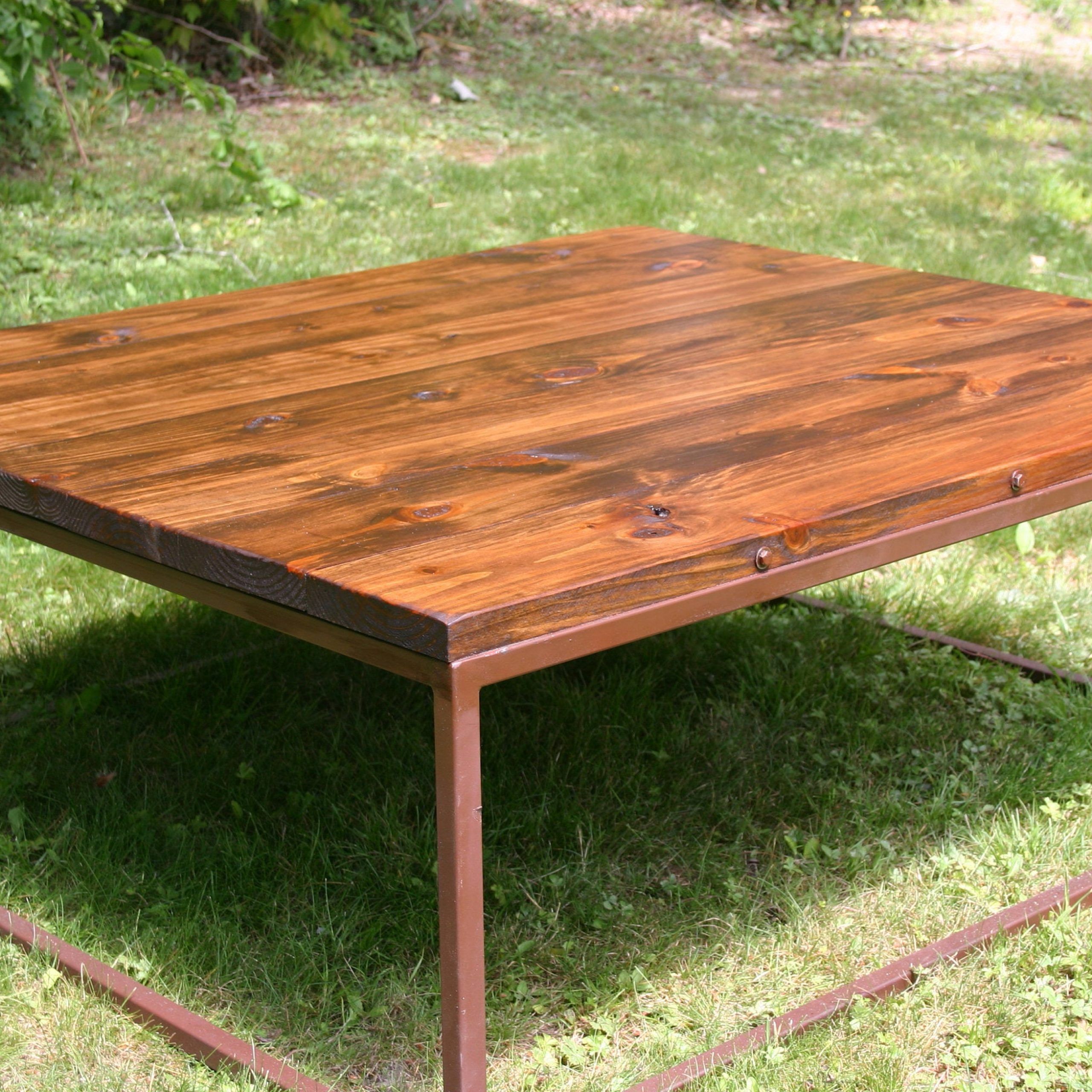 2018 Modern Rustic Coffee Table Metal Base, Coffee Table, Lodge In Rustic Espresso Wood Coffee Tables (View 17 of 20)