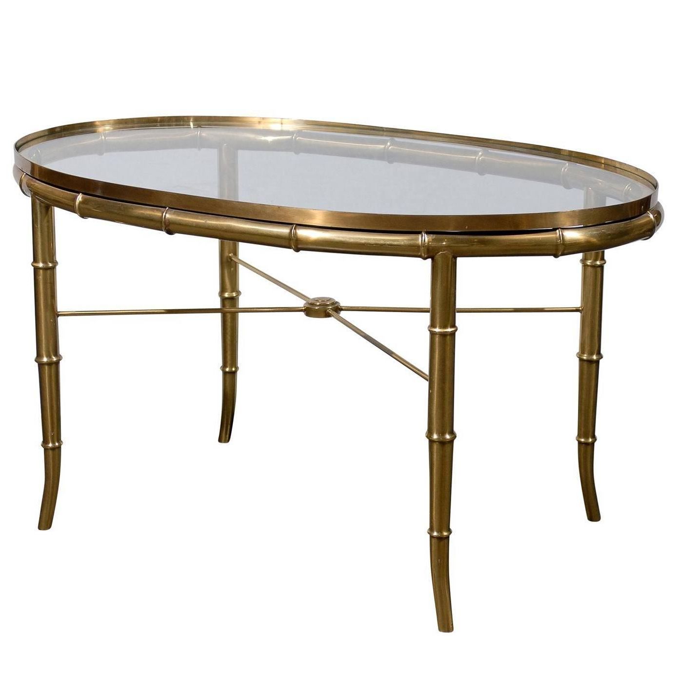 2018 Oval Brass Glass Top Cocktail Or Coffee Table At 1stdibs Inside Glass And Gold Oval Coffee Tables (View 11 of 20)