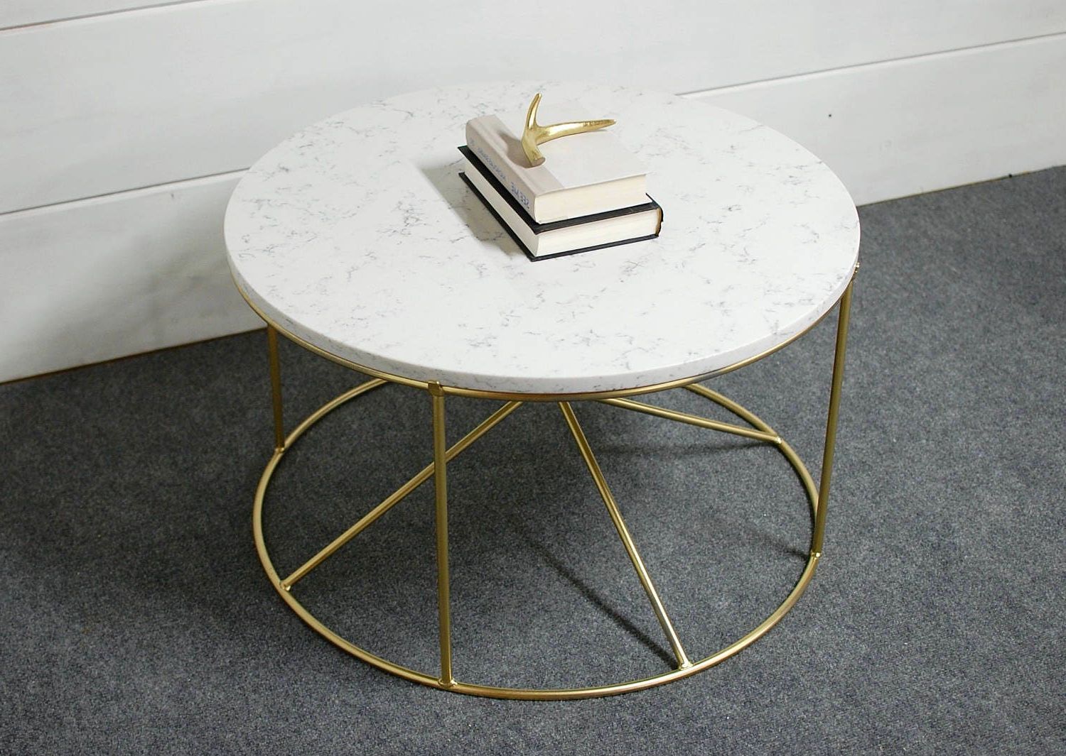 2018 Round White Marble Coffee Table Round Coffee Table Within White Marble Gold Metal Coffee Tables (View 20 of 20)