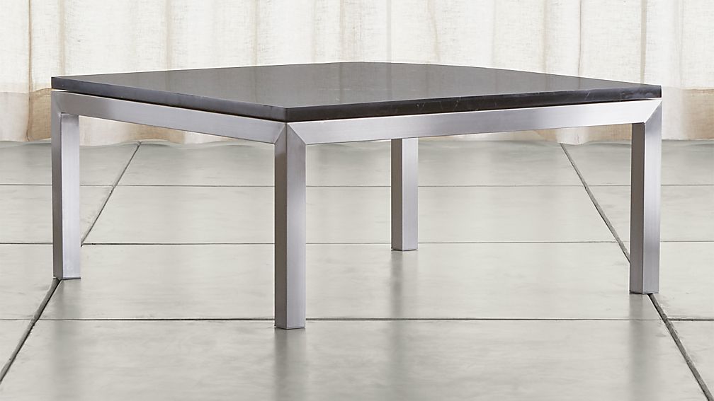 2018 Square Matte Black Coffee Tables With Parsons Black Marble Top/ Stainless Steel Base 36x (View 19 of 20)