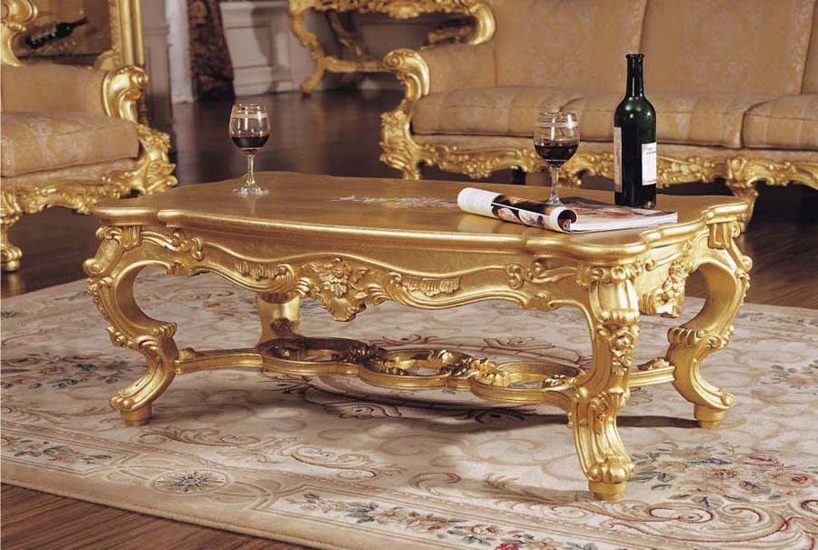 2019 Antique Blue Wood And Gold Coffee Tables Pertaining To Gold Coffee Table: Timeless Treasure In Your Living Room (View 14 of 20)