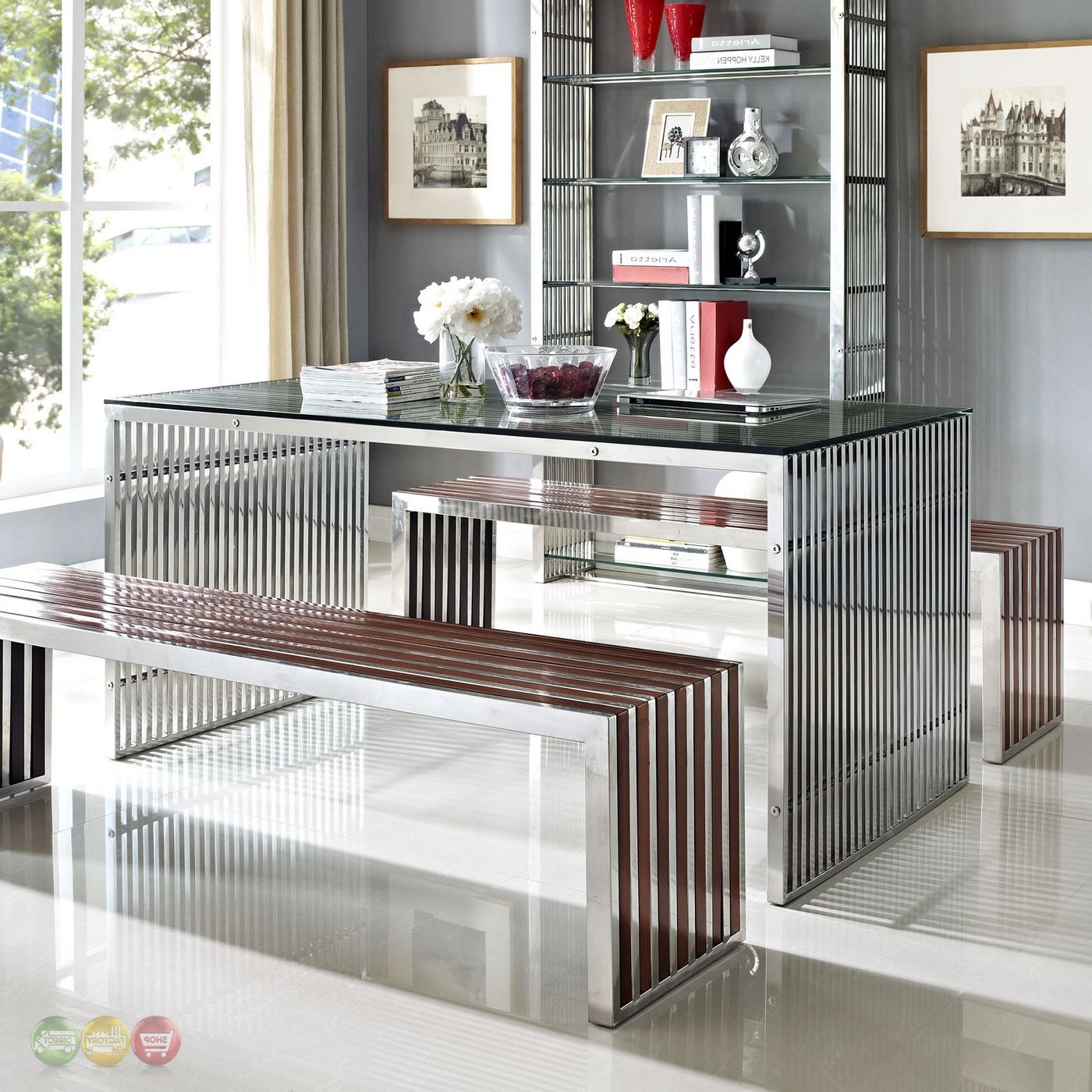 2019 Glass And Stainless Steel Cocktail Tables For Gridiron Modernistic Stainless Steel Solid Frame Dining (View 20 of 20)