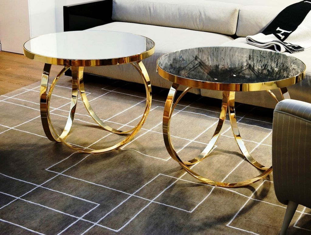 2019 Marble Chrome Coffee Table Glass And Oval Gold Geometric For Antique Gold And Glass Coffee Tables (View 10 of 20)