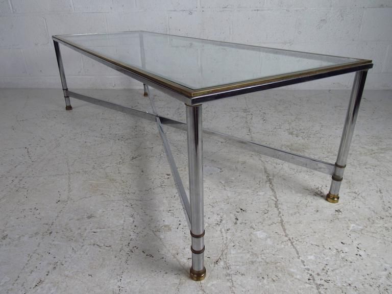 2019 Mid Century Modern Chrome And Glass Rectangular Coffee Within Chrome And Glass Rectangular Coffee Tables (View 13 of 20)