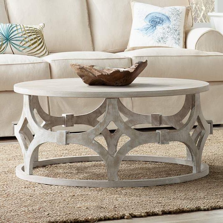2019 Oceanside White Washed Coffee Tables Inside Lanini 39 1/4" Wide Whitewash Coffee Table – #5w (View 15 of 20)