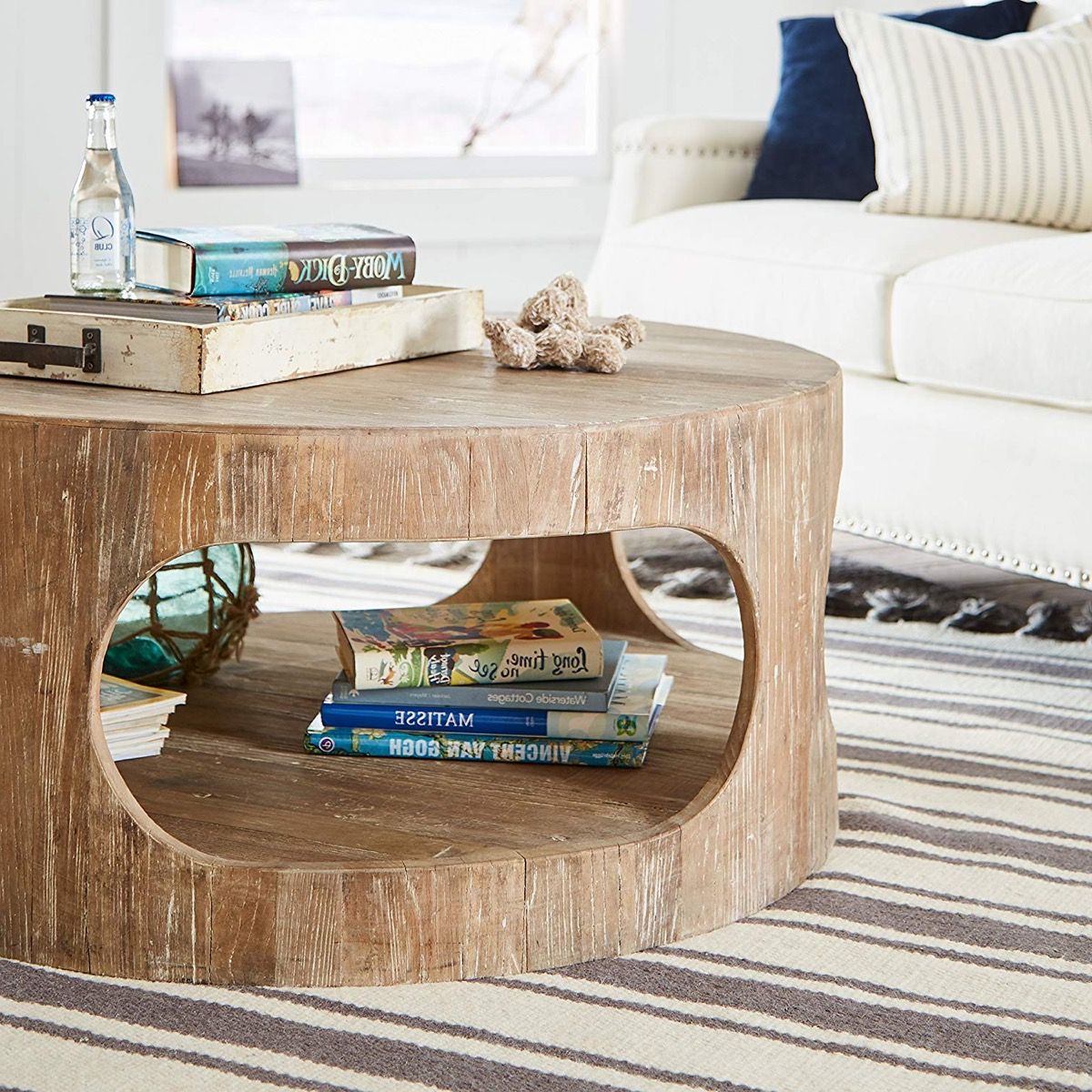 2019 Rustic Round Distressed Wood Coffee Table With Bottom Throughout 3 Piece Shelf Coffee Tables (View 16 of 20)