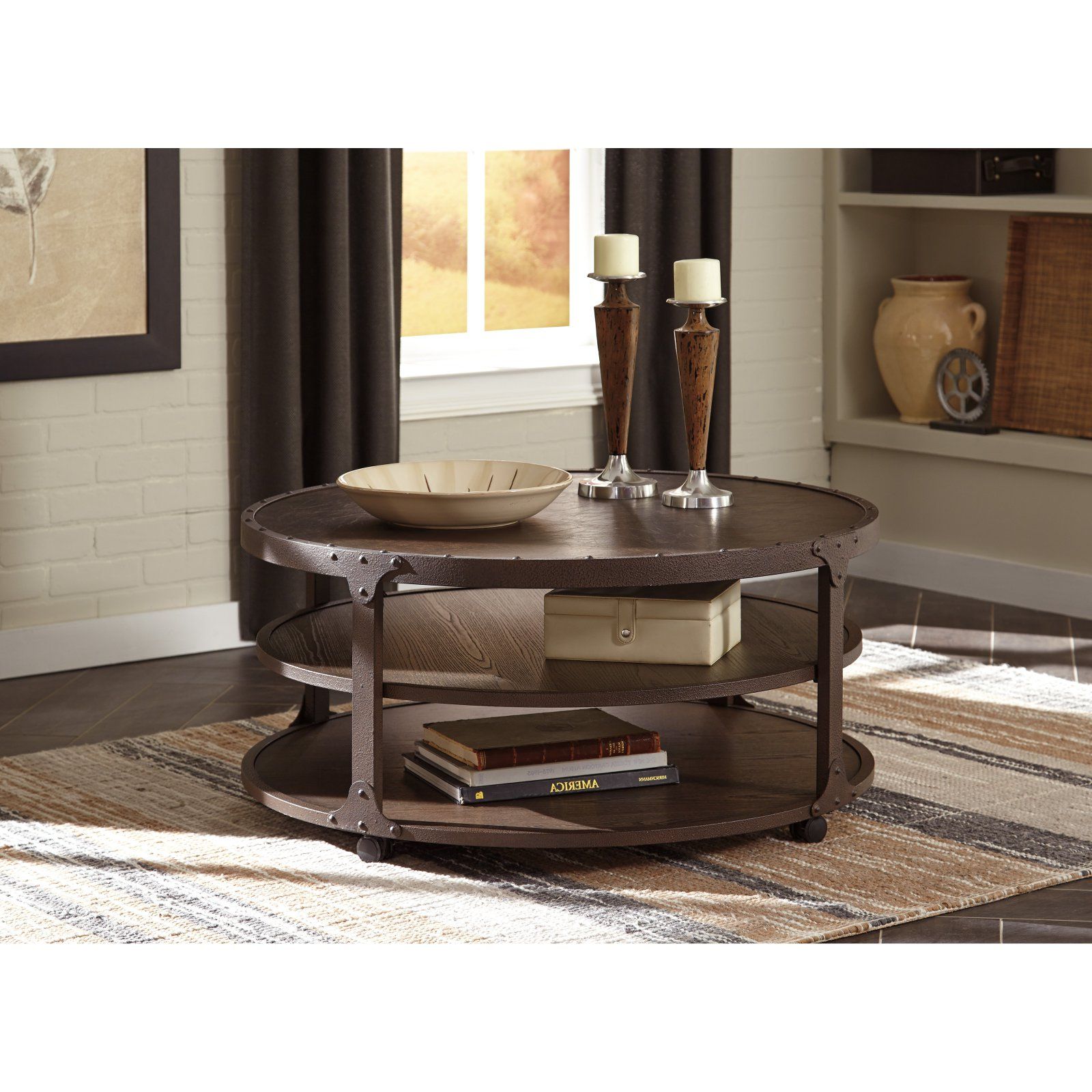 2019 Signature Designashley Shofern Round Cocktail Table Regarding Barnside Round Cocktail Tables (View 3 of 20)