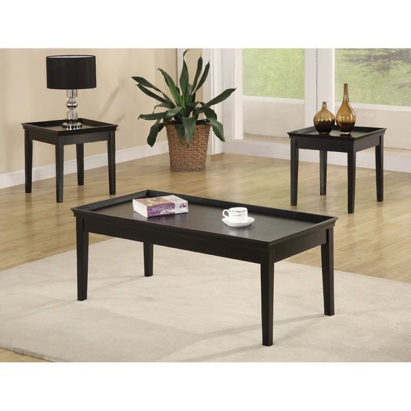3 Piece Black Cocktail And End Table Set – Free Shipping Intended For Most Up To Date Natural And Black Cocktail Tables (View 19 of 20)